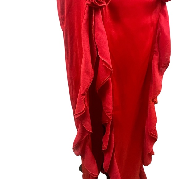 Strapless Flounced Maxi Dress Elegant Red - Picture 14 of 17